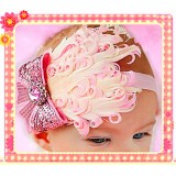 HA4032-PINK FEATHER BABY HEAD WRAP